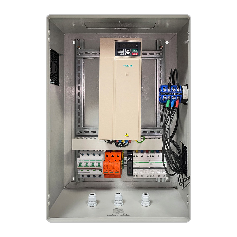Coffret de transformation et protection DC/AC Pompage solaire Triphasé 380V 11Kw (Compatible Pompe Triphasé 380V Jusqu’à 15Chevaux)