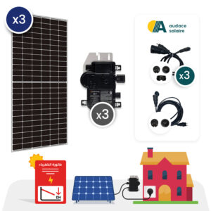 Kit Solaire Raccordé au réseau en autoconsommation/ 3Micro-Onduleur/ évolutif/ 1.350Wc