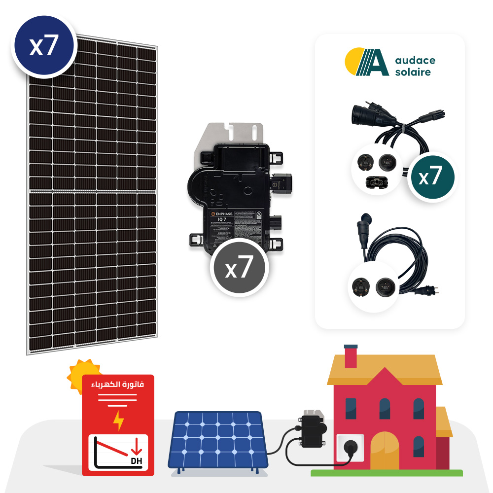 Kit Solaire Raccordé au réseau en autoconsommation/ 7Micro-Onduleur/ évolutif/ 3.150Wc