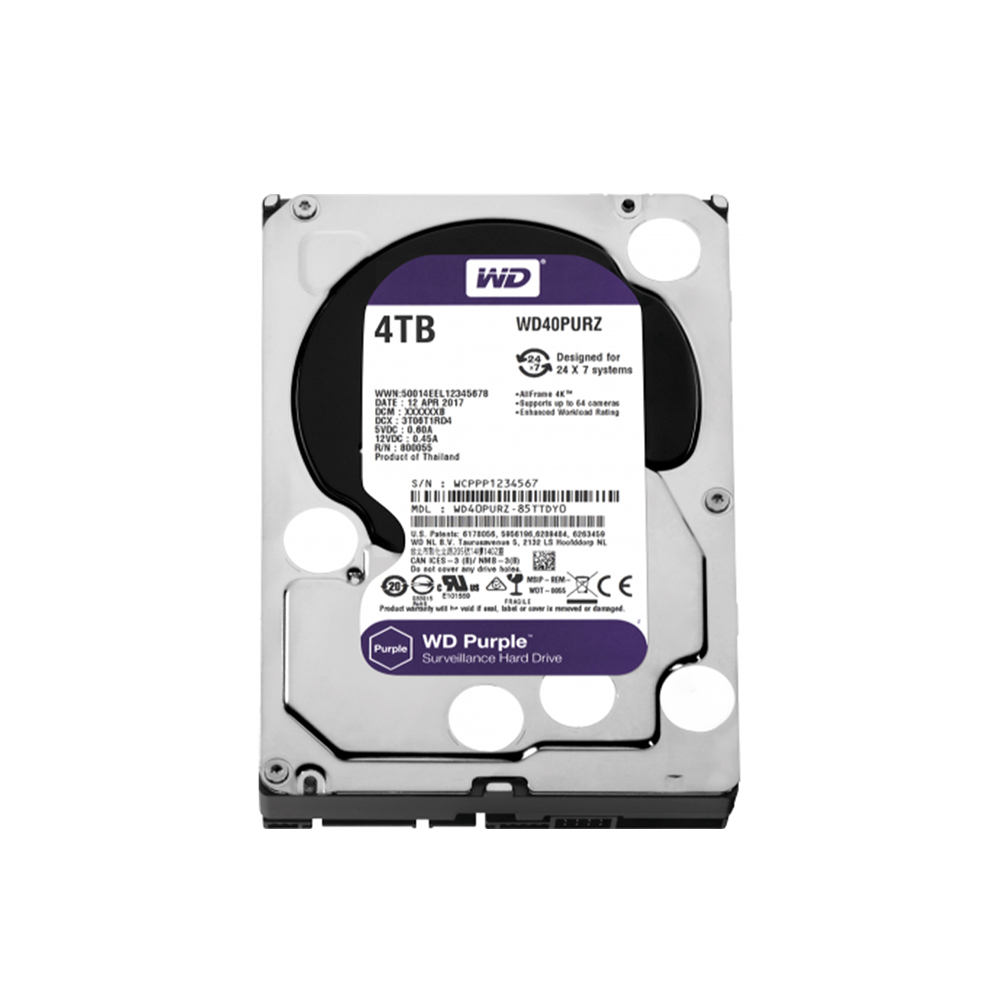 Disque Dur Spéciale Vidéosurveillance WD Purple 4,000 GO