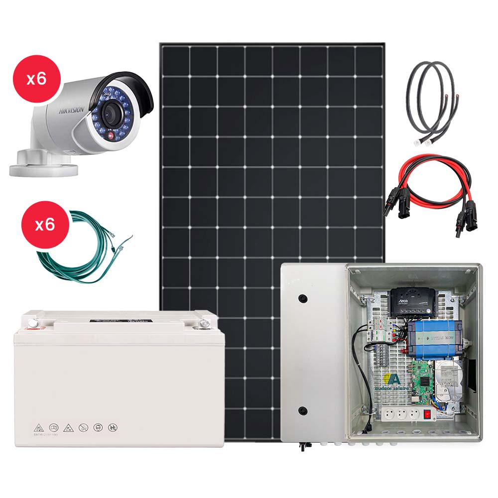 kit vidéosurveillance solaires 6 Caméras 1.080P/ 450Wc/ 2.400Wh Stockés/ 24H sur 24H/ 7J sur 7J