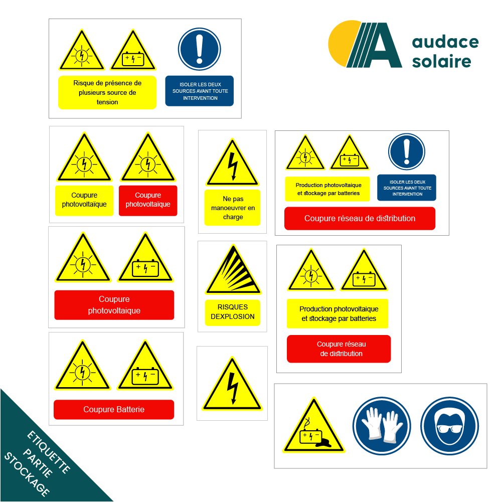 Etiquette de signalisation photovoltaïque – Partie stockage