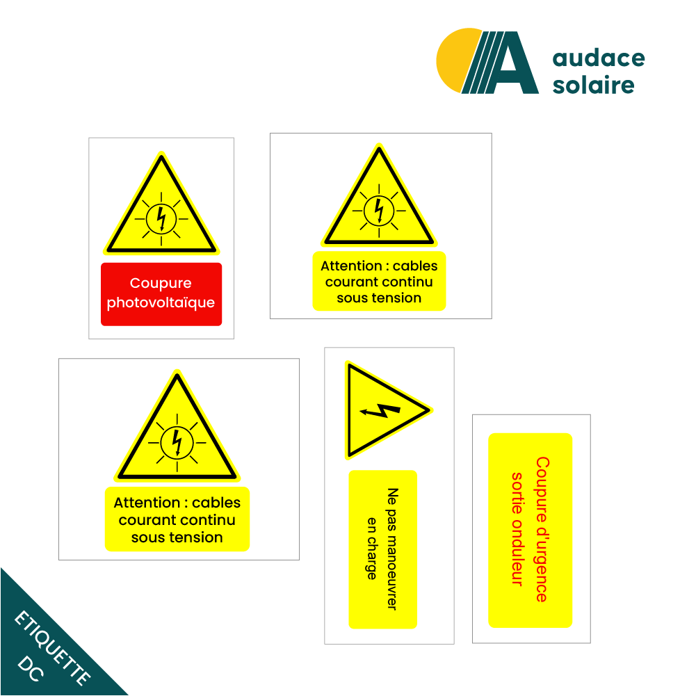 Etiquette de signalisation photovoltaïque – Partie DC