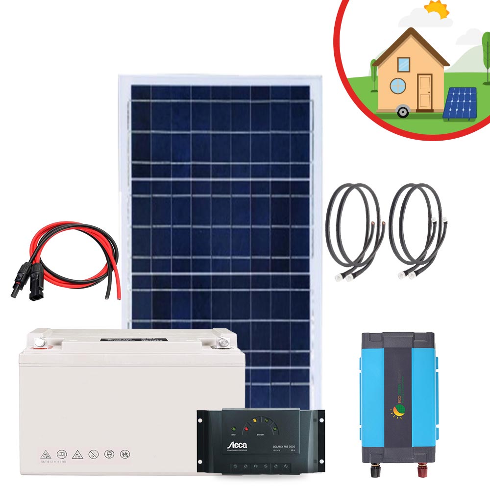 Kit solaire Tiny Housse Autonome PT/ 0.3Kw/ 100Wc/ 220V/ 1.800Wh Stockés