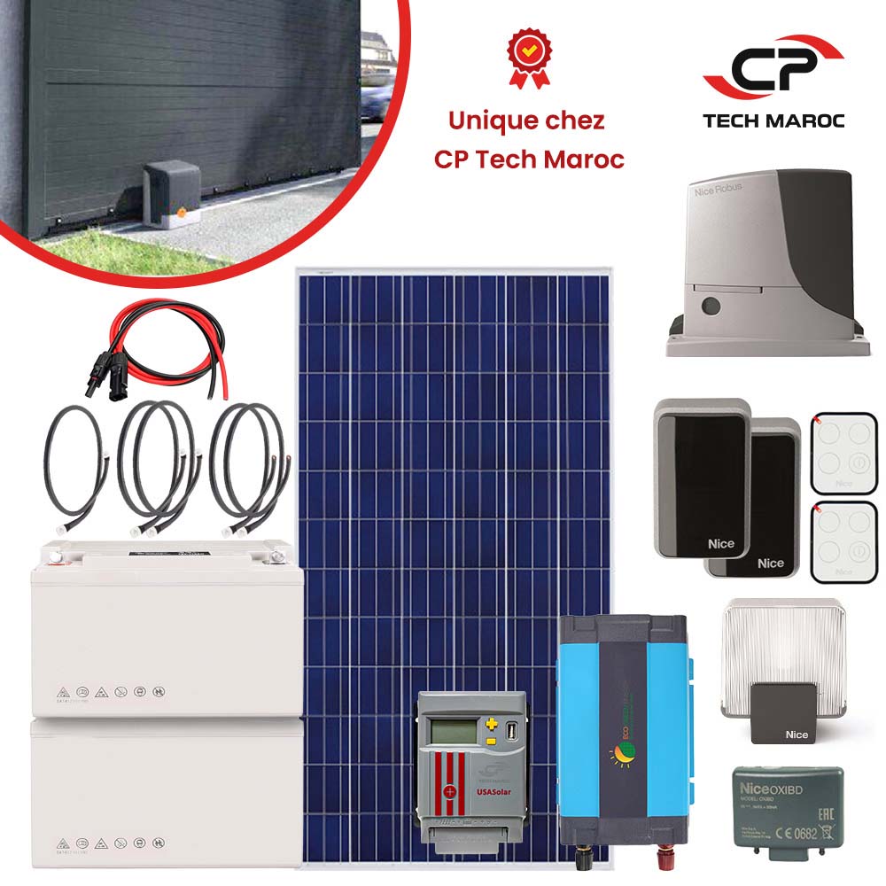 kit Solaire Motorisation portail coulissant Robus pour porte jusqu&rsquo;à 600kg
