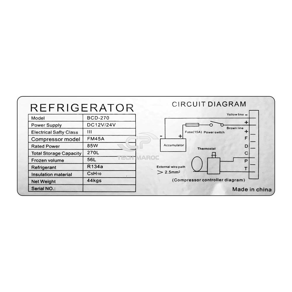 Kit solaire réfrigérateur 2portes dc- 12/24V- 450Wc- 270litres à faible consommation