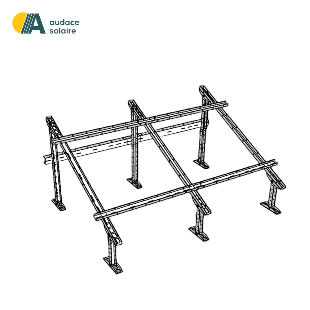 Support montage facile Audace Solaire Galvanisé/ Extensible/ Sol et Toit/ 2 panneaux