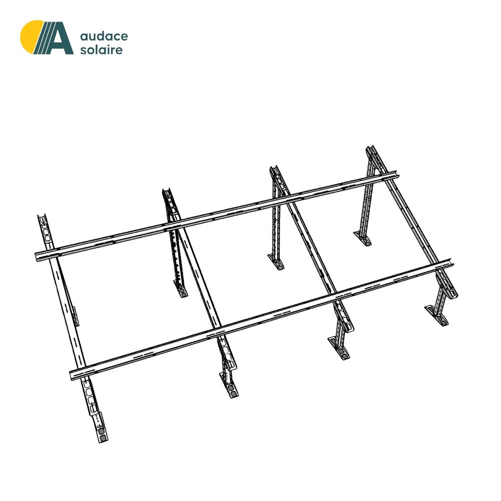 Support montage facile Audace Solaire Galvanisé/ Extensible/ Sol et Toit/ 3 panneaux