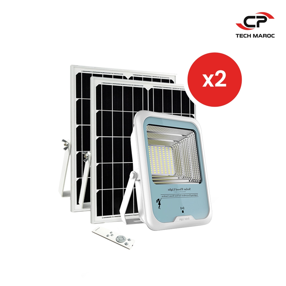 2 x Projecteur solaire + Détecteur de mouvement optionnel – Mono – 2.000 Lumen (200W)
